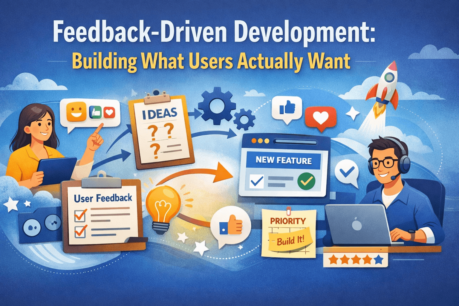 Team collaborating on product feedback