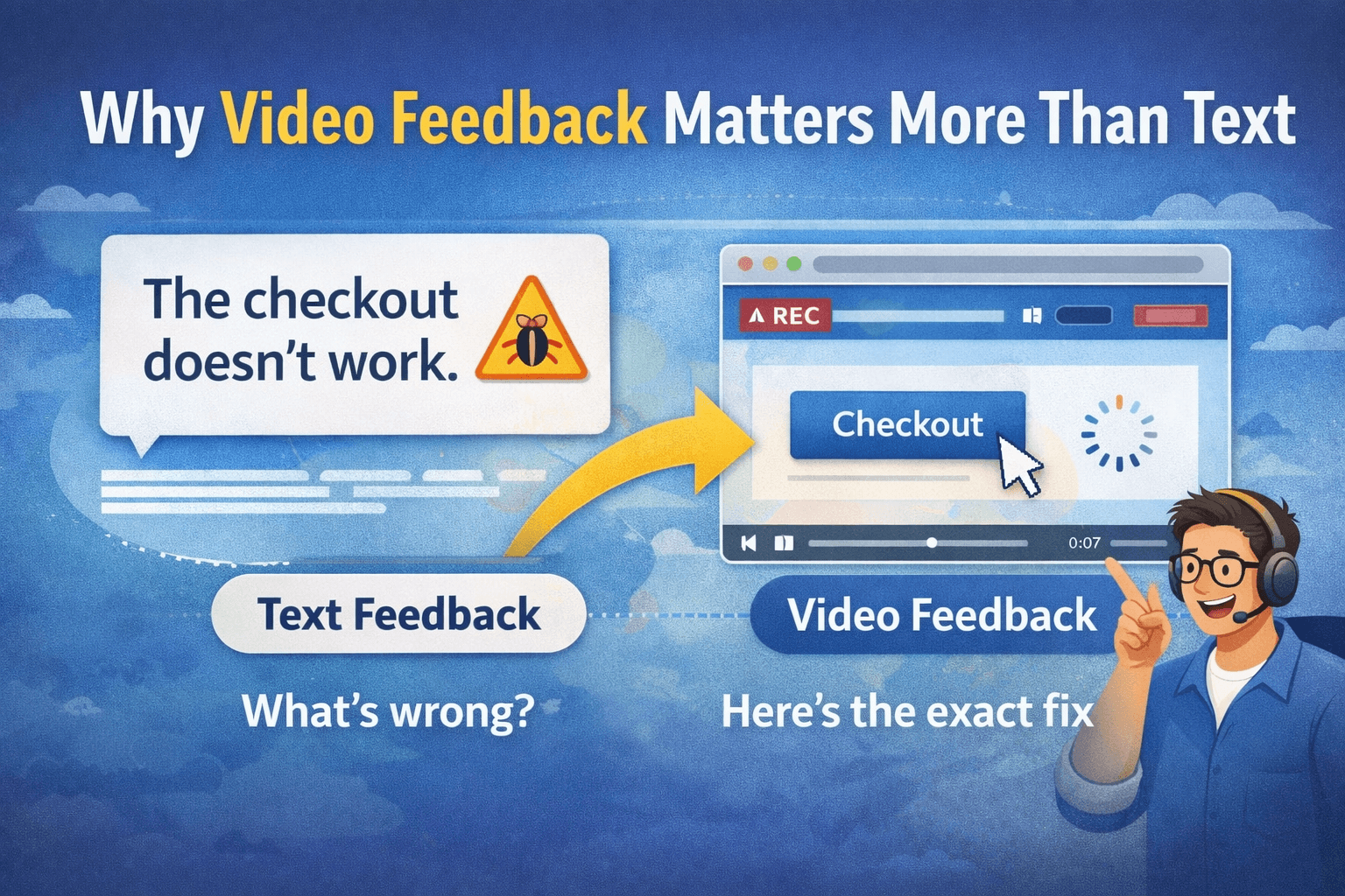 Person recording video feedback on laptop